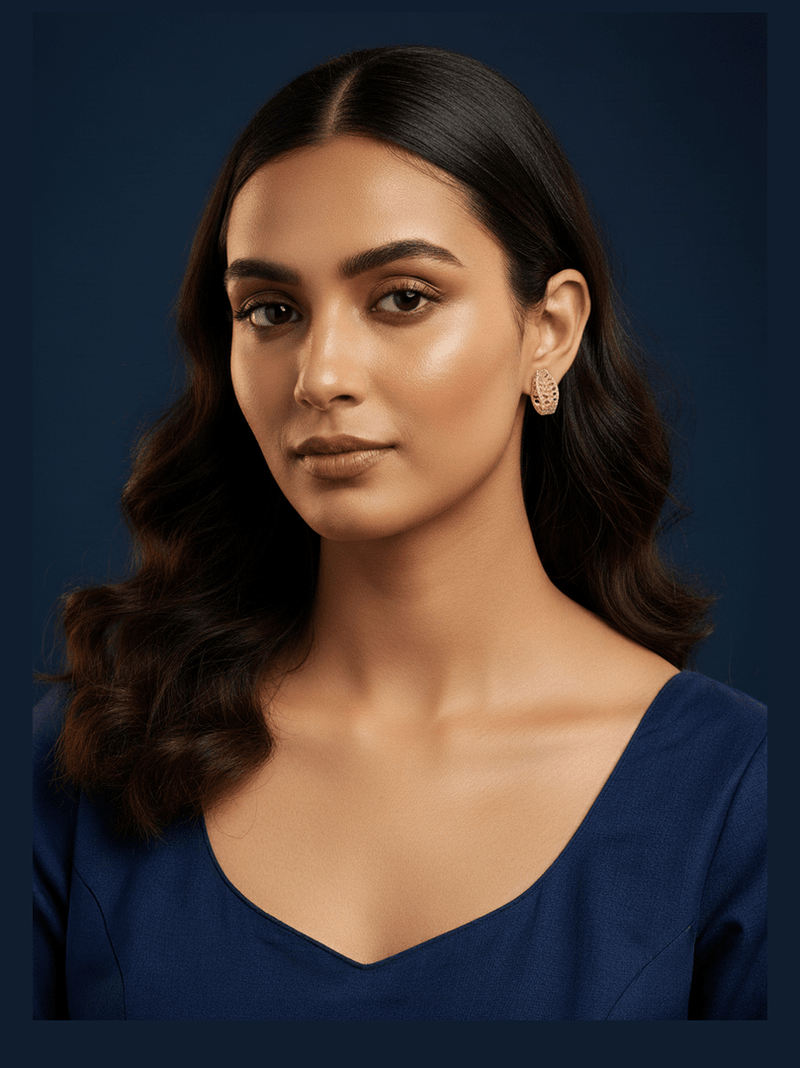 Aganya kreation Earrings Elegant Leaf Baliya - Alloy Jewelry with CZ Stones