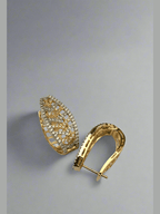 Aganya kreation Earrings Elegant Leaf Baliya - Alloy Jewelry with CZ Stones Gold