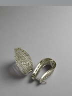 Aganya kreation Earrings Elegant Leaf Baliya - Alloy Jewelry with CZ Stones Silver