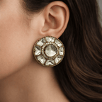 Aganya kreation Earrings Elegant Vidya Polki Kundan Earrings - Antique Plated