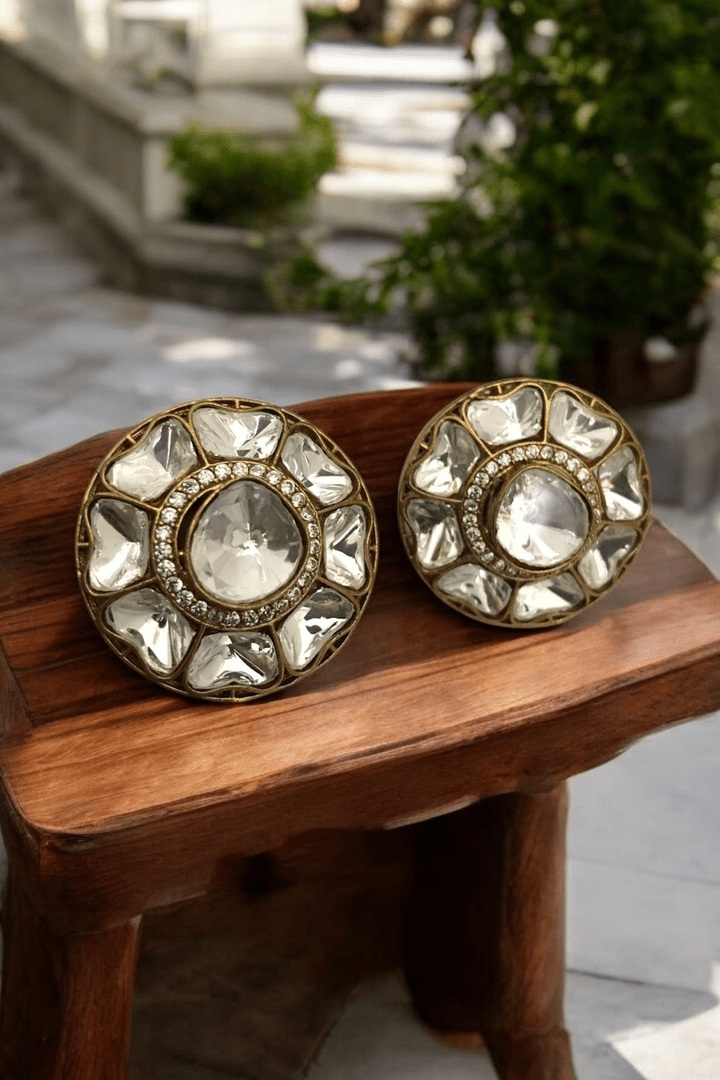 Aganya kreation Earrings Elegant Vidya Polki Kundan Earrings - Antique Plated