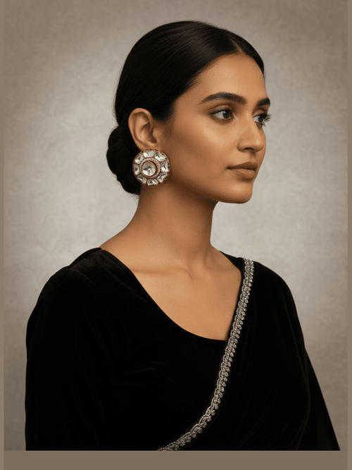 Aganya kreation Earrings Elegant Vidya Polki Kundan Earrings - Antique Plated