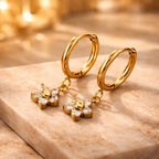 Floral Earrings 18k Gold Plated 316L Grade Stainless Steel Waterproof Female Jewellery