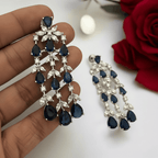 Aganya kreation Earrings Gulnaz Designer Earrings - Elegant Silver Plated Jewelry Sapphire blue