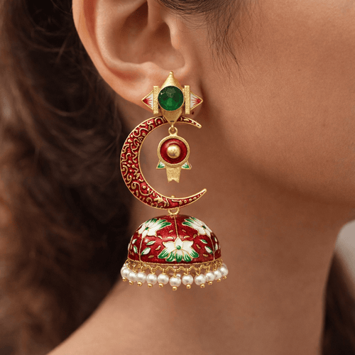 Aganya kreation Earrings Half Moon Jhumki - Elegant Chand Jhumki Jewelry