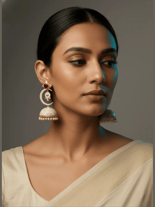 Aganya kreation Earrings Half Moon Jhumki - Elegant Chand Jhumki Jewelry