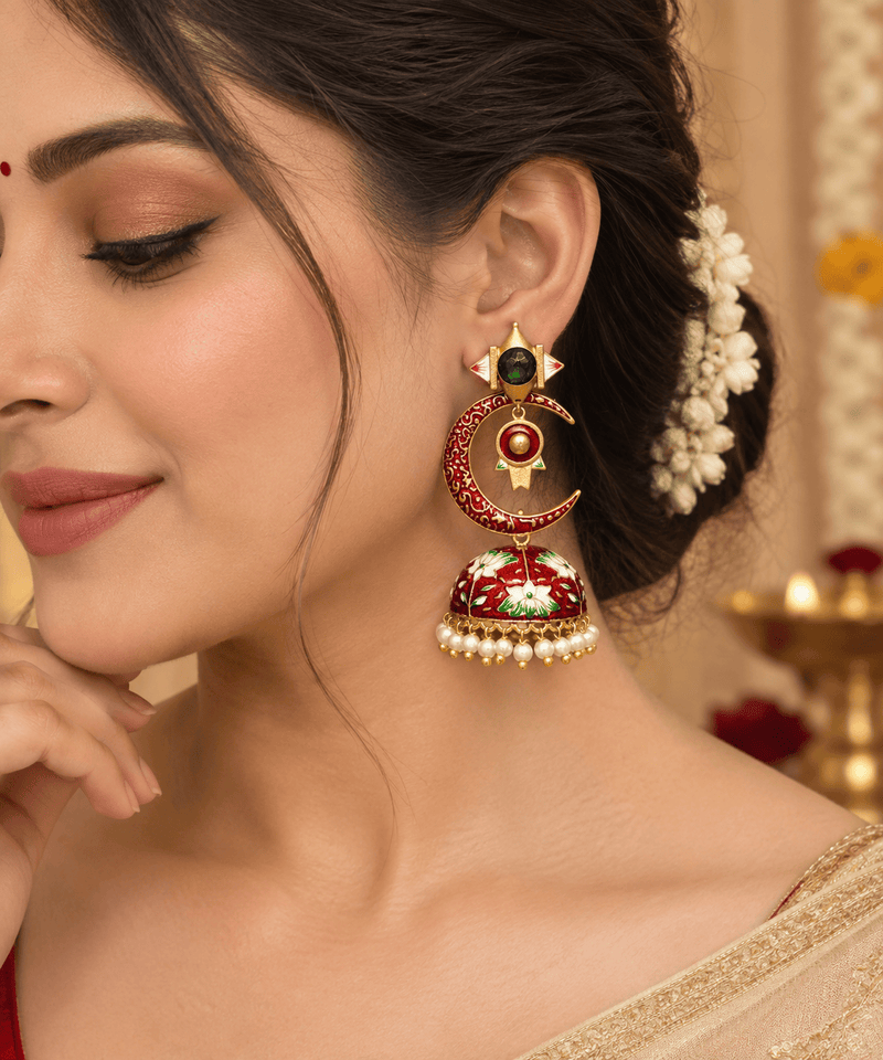 Aganya kreation Earrings Half Moon Jhumki - Elegant Chand Jhumki Jewelry