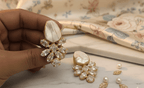 Aganya kreation Earrings Hanshikha Real Pearl Kundan Earrings - Elegant & Handcrafted Beauty