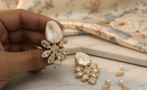 Aganya kreation Earrings Hanshikha Real Pearl Kundan Earrings - Elegant & Handcrafted Beauty