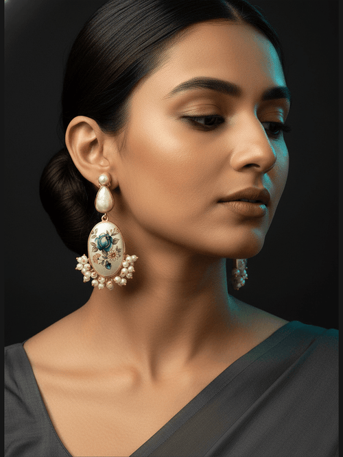 Aganya kreation Earrings Helena Real Pearl Earrings - Elegant Brass & Gold Plating