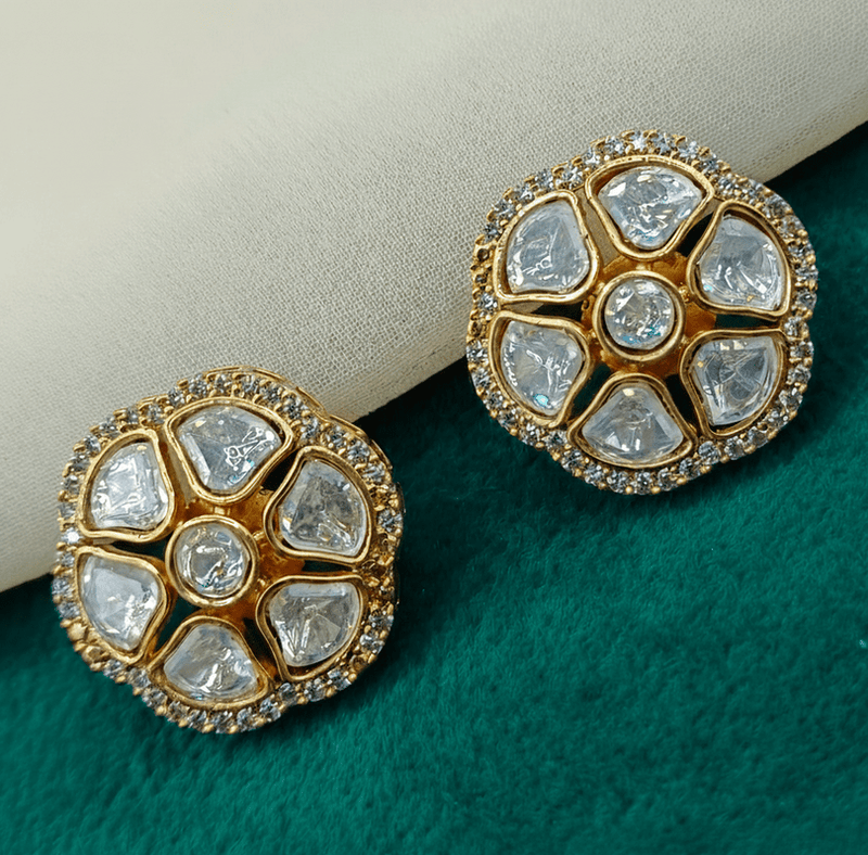 Aganya kreation Earrings Kaashini massonite polki kundan studs