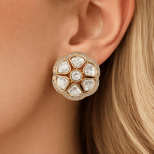 Aganya kreation Earrings Kaashini massonite polki kundan studs