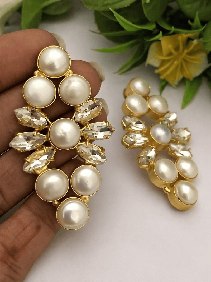Aganya kreation Earrings Kanchan Real Pearl kundan Earrings - Elegant & Handcrafted Jewelry