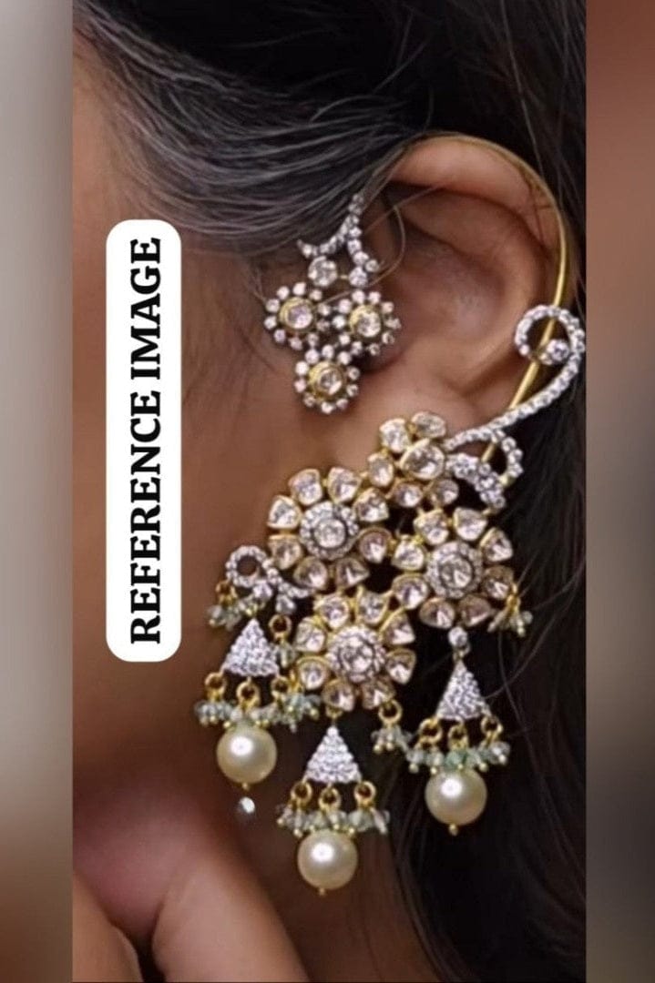 Aganya kreation Earrings Karishma Kundan Ear Cuffs - Ethnic Elegance