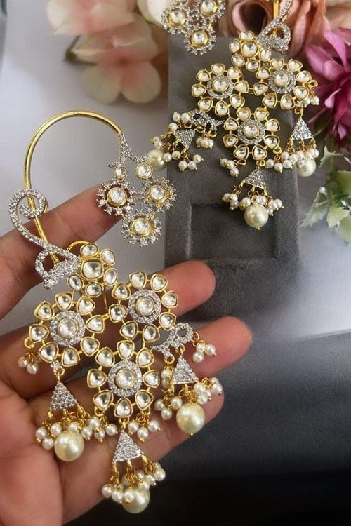 Aganya kreation Earrings Karishma Kundan Ear Cuffs - Ethnic Elegance
