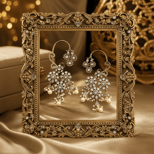 Aganya kreation Earrings Karishma Kundan Ear Cuffs - Ethnic Elegance