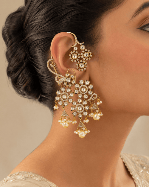 Aganya kreation Earrings Karishma Kundan Ear Cuffs - Ethnic Elegance
