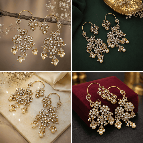 Aganya kreation Earrings Karishma Kundan Ear Cuffs - Ethnic Elegance