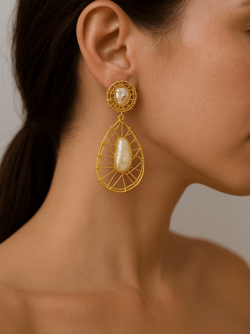 Aganya kreation Earrings Kavya Real Pearl Earrings - Elegant & Handcrafted Jewelry