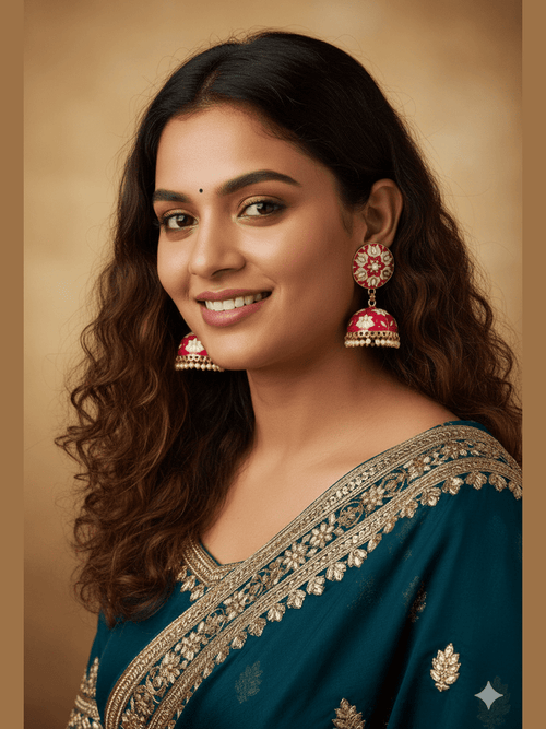 Aganya kreation Earrings Lotus Earing - Exquisite Meenakari & Brass Jewelry