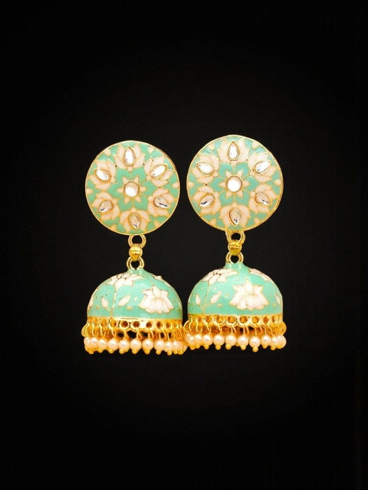 Aganya kreation Earrings Lotus Earing - Exquisite Meenakari & Brass Jewelry