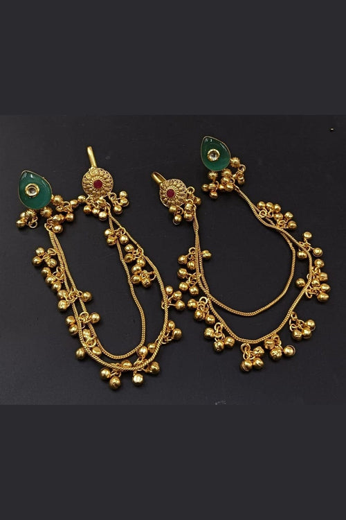 Aganya kreation Earrings Malini kundan kashmiri earrings Dark green
