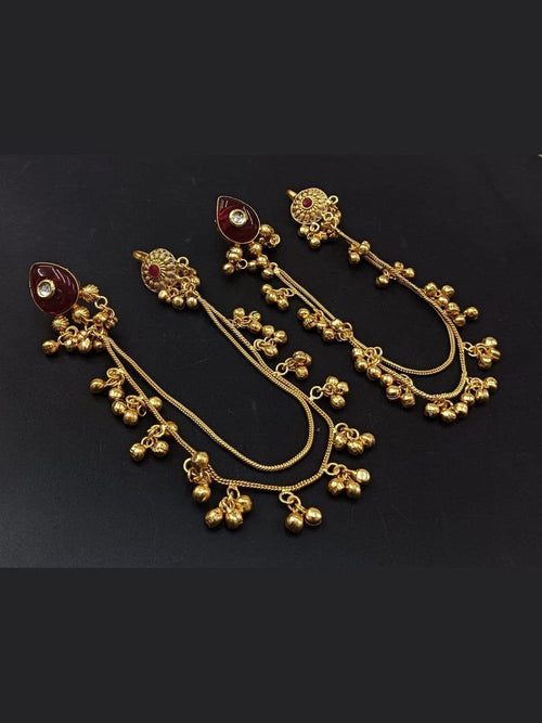 Aganya kreation Earrings Malini kundan kashmiri earrings Dark red