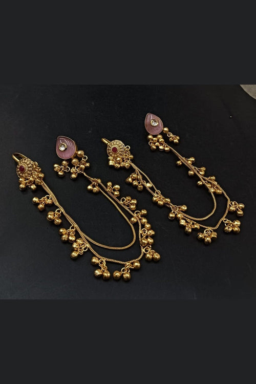Aganya kreation Earrings Malini kundan kashmiri earrings Pink