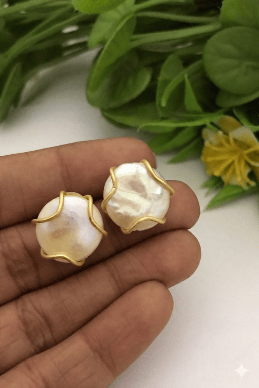 Aganya kreation Earrings Mridula Real Pearl Earrings - Elegant & Handcrafted Design