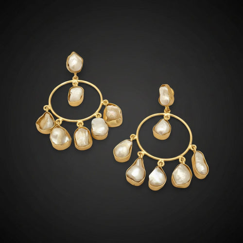 Aganya kreation Earrings Mudra Real Pearl Hoops - Elegant Handcrafted Earrings