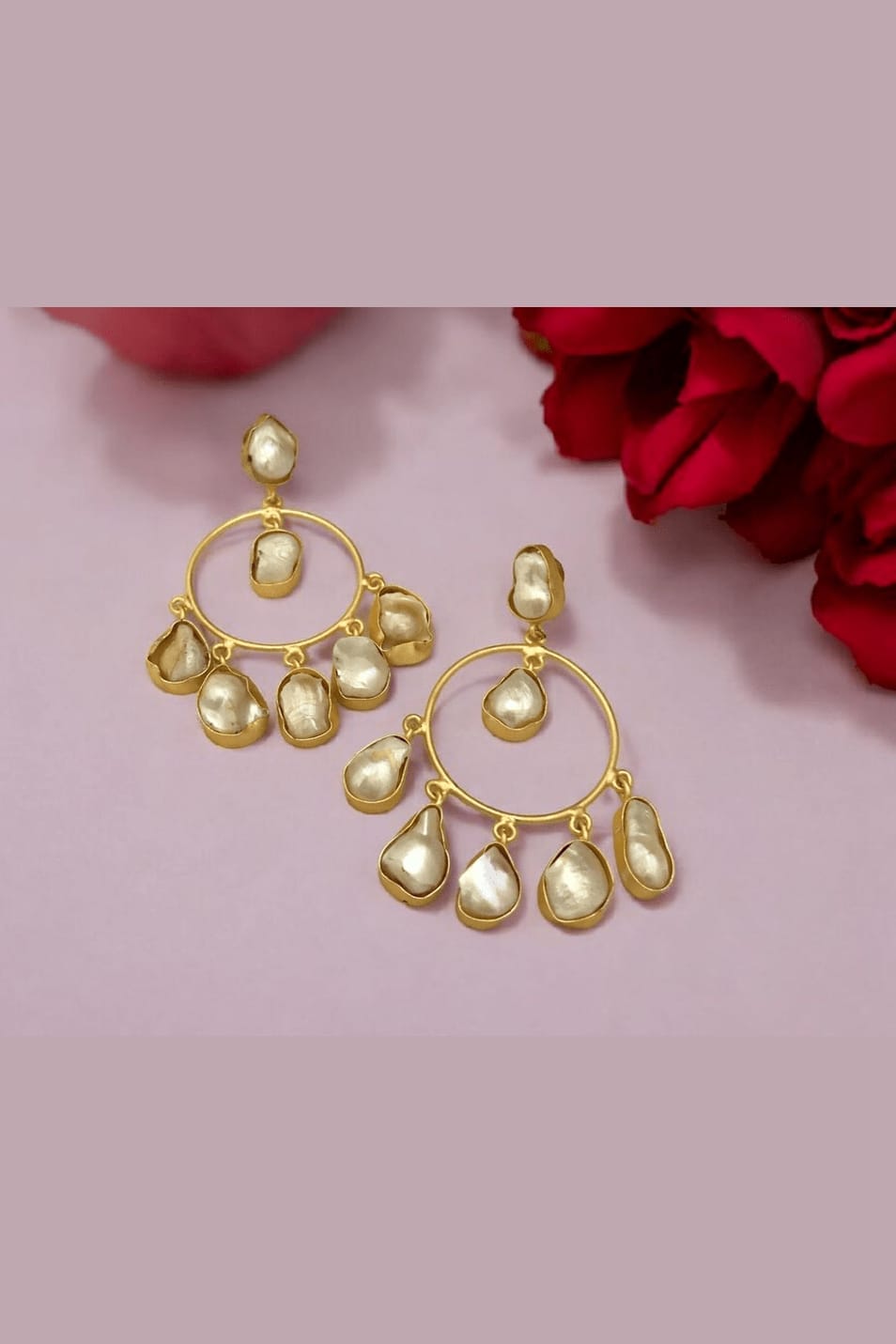 Aganya kreation Earrings Mudra Real Pearl Hoops - Elegant Handcrafted Earrings