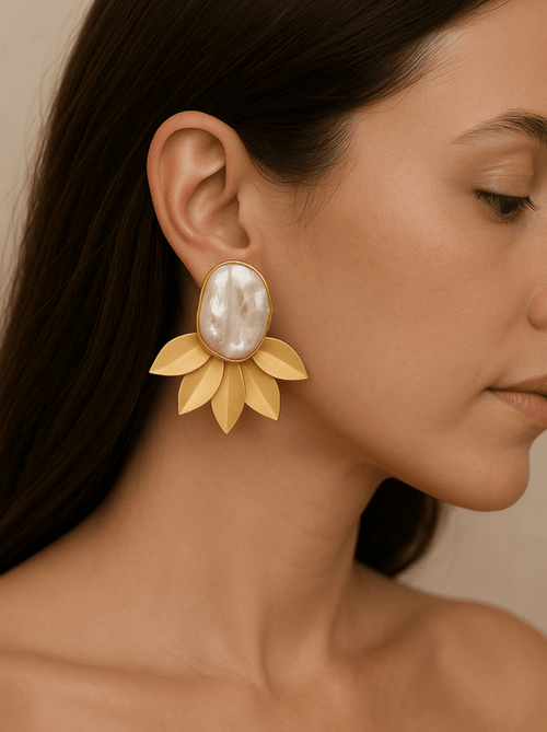 Aganya kreation Earrings Narayani Real Pearl Earrings - Elegant & Handcrafted Design