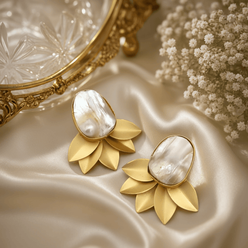 Aganya kreation Earrings Narayani Real Pearl Earrings - Elegant & Handcrafted Design