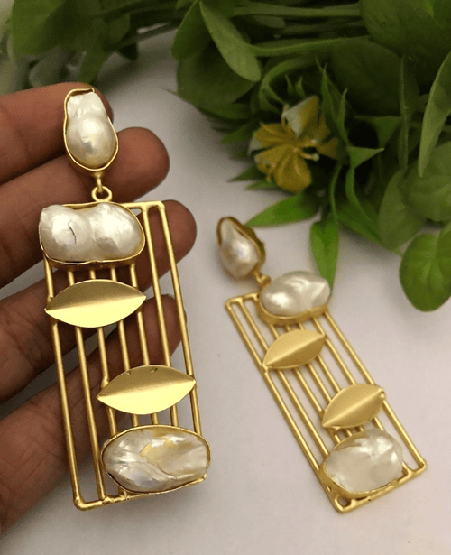 Aganya kreation Earrings Ocevara Natural Real Baroque Pearl Luxe Earrings