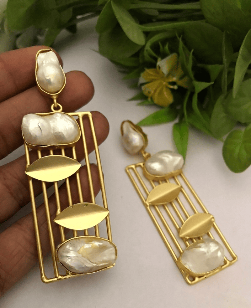 Aganya kreation Earrings Ocevara Natural Real Baroque Pearl Luxe Earrings