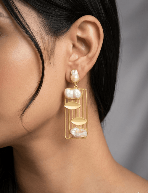 Aganya kreation Earrings Ocevara Natural Real Baroque Pearl Luxe Earrings