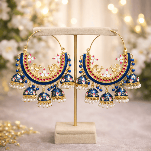 Aganya kreation Earrings Panchi Jhumka - Elegant Ethnic Earrings for Every Occasion Dark blue