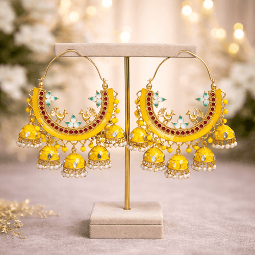 Aganya kreation Earrings Panchi Jhumka - Elegant Ethnic Earrings for Every Occasion Yellow