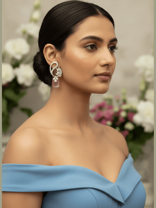 Aganya kreation Earrings Rabiya Diamond Look Earrings - Elegant Silver Plated Design