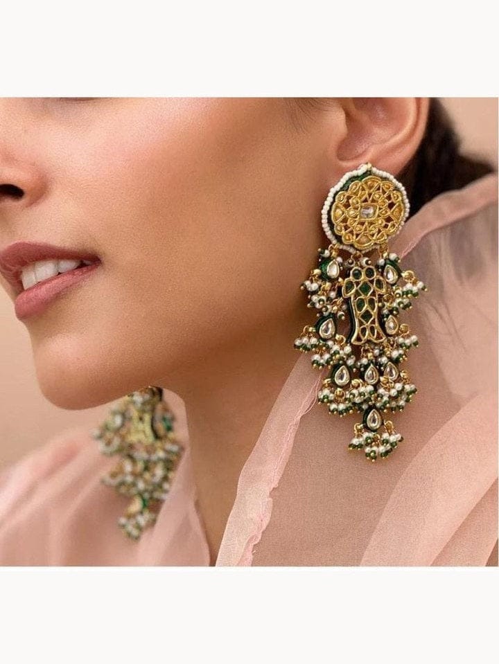 Aganya kreation Earrings Rahini Kundan Earrings - Ethnic Elegance in Gold Polish