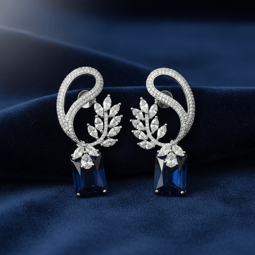 Aganya kreation Earrings Ravina Earrings - Elegant Silver Plated Jewelry Sapphire blue