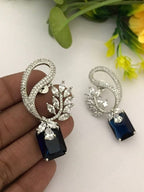 Aganya kreation Earrings Ravina Earrings - Elegant Silver Plated Jewelry Sapphire blue