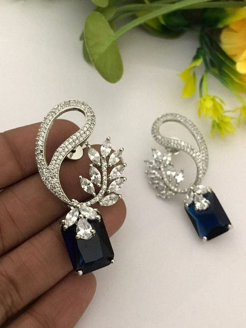 Aganya kreation Earrings Ravina Earrings - Elegant Silver Plated Jewelry Sapphire blue