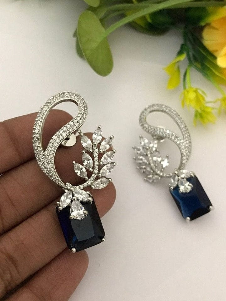 Aganya kreation Earrings Ravina Earrings - Elegant Silver Plated Jewelry Sapphire blue