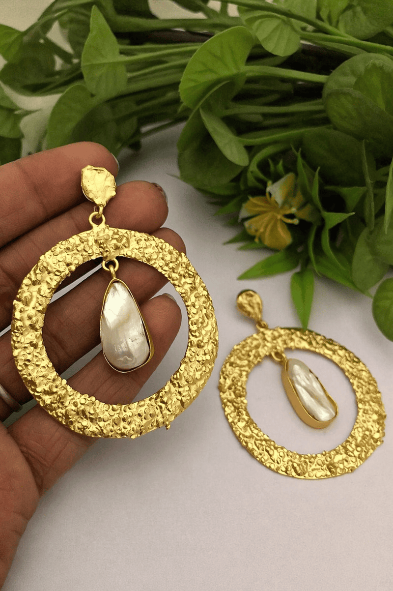 Aganya kreation Earrings Real Pearl Julia Hoops - Elegant Ethnic & Western Earrings