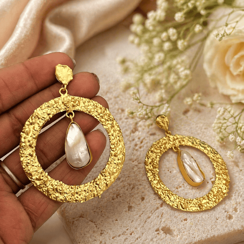 Aganya kreation Earrings Real Pearl Julia Hoops - Elegant Ethnic & Western Earrings