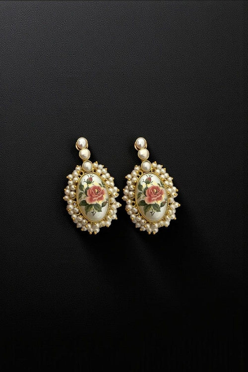 Aganya kreation Earrings Real Pearl Laya Earrings - Elegant Brass & Gold Finish