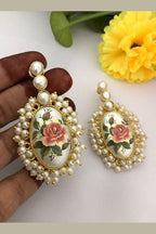 Aganya kreation Earrings Real Pearl Laya Earrings - Elegant Brass & Gold Finish