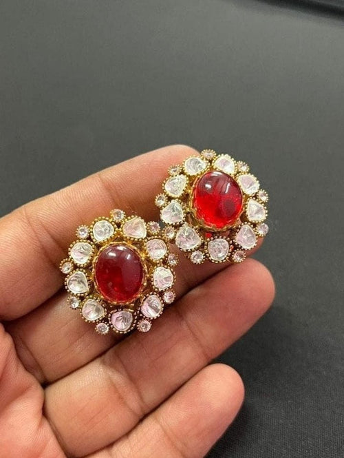 Aganya kreation Earrings Reshma Earrings (Studs) - Handmade Ethnic & Western Jewelry Blue Red