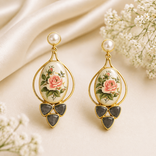 Aganya kreation Earrings Ritika Real Pearl Earrings - Elegant & Whimsical Design